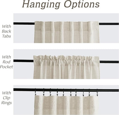 RYB HOME Living Room and Bedroom Curtains and Drapes Linen Sheer, Light Filtering Curtains 84 inches Long, Back Tab/Rod Pocket, Cream Colored, W 52 x L 84 inches, 2 Panels Set