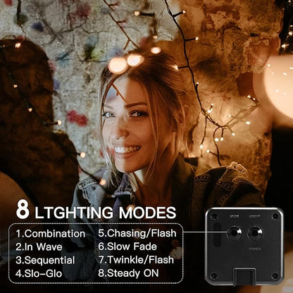 Solar String Lights Outdoor, 2 Pack 79FT 200 LED Waterproof Solar Christmas Lights with 8 Lighting Modes for Tree Yard Garden Party Xmas Decorations