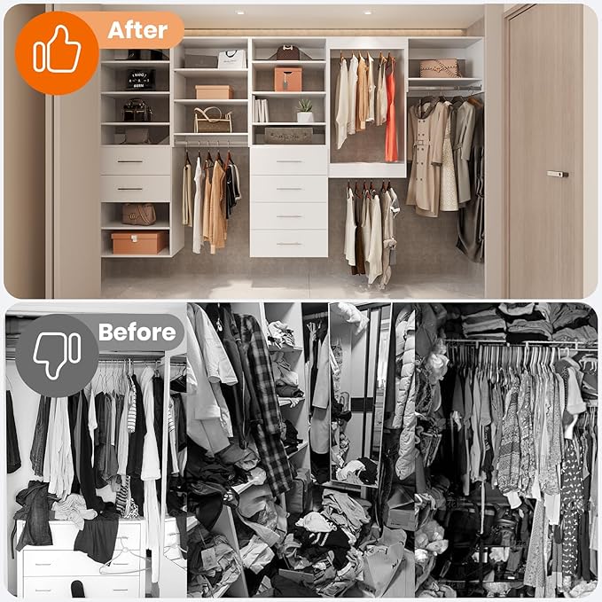 ROOMTEC 31.5" Shoe Shelf Short Tower Closet Unit, Modular Closet System with Shelf, Wardrobe Organizer for Bedroom or Walk-in Closet, Wall Mounted, Customizable Clothes Storage Unit, White