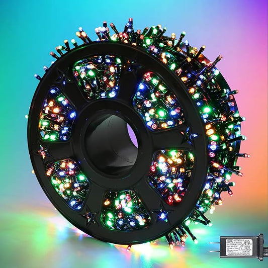 Quntis 82ft 1000 LED Cluster Christmas Lights - Dark Green Wire Christmas Tree Lights - 8 Modes Outdoor Waterproof Christmas String Lights Plug in for Holiday Wedding Party Home Decor, Multicolor