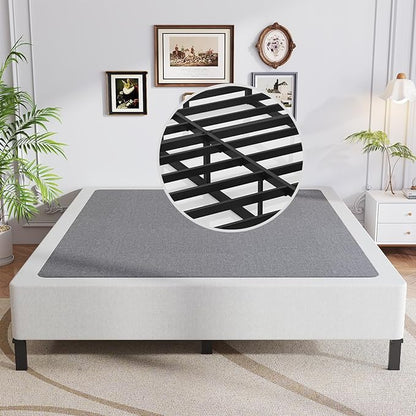 Queen Box Spring, 9 Inch Box Spring for Queen Bed, Heavy Duty Metal Frame Mattress Foundation Support for 3000lbs, Easy Assembly, Noise Free, Non Slip