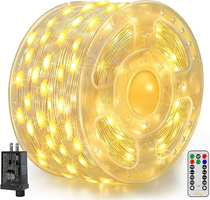 Ollny Christmas Lights Warm White, 600LED 197FT Christmas Tree Lights IP67 Waterproof, Plug in Fairy Lights with Remote 8 Modes Timer, Xmas Light for Outdoor Indoor House Holiday Decor