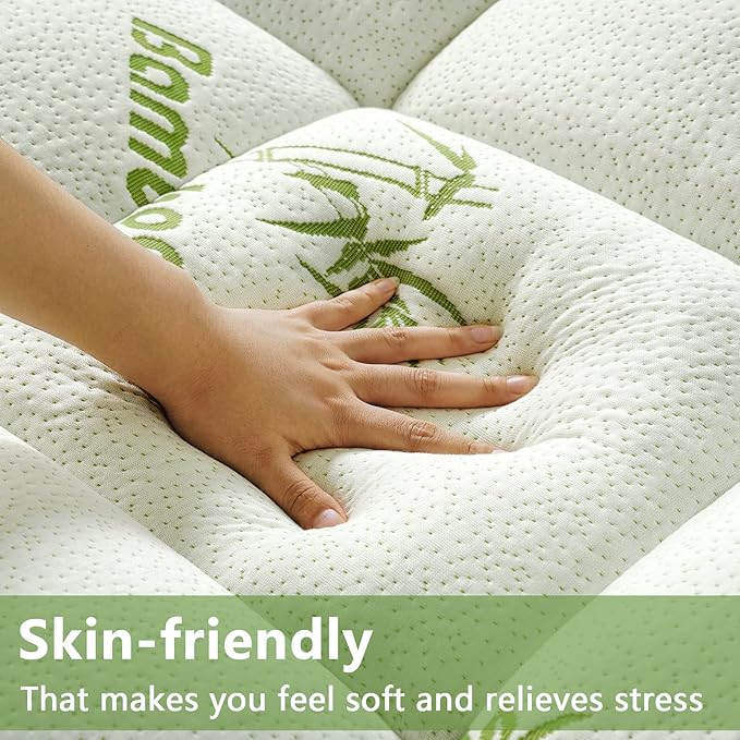 Premium Viscose Made from Bamboo Queen Size Mattress Topper for Back Pain, 1200 GSM Quilted Fitted Extra Thick Mattress Pad,Pillow Top Mattress Cover with Deep Pocket Up to 21 Inches（60 * 80inch）