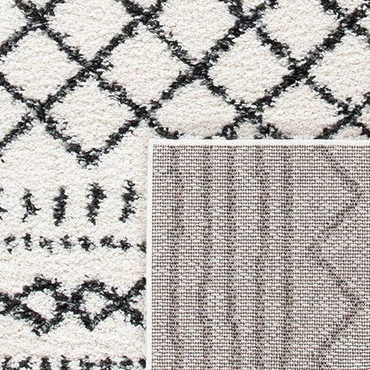 SAFAVIEH Area Rug 8x10 - Arizona Shag Collection - Large - Ivory & Black, Moroccan Design, Non-Shedding & Easy Cleaning, Ultra Plush Thick Pile, Ideal for Living Room, Bedroom, Dining Space (ASG741Z)