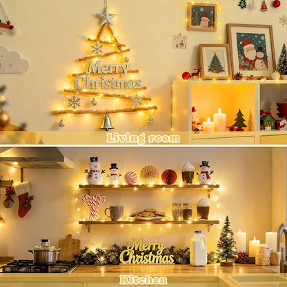 JMEXSUSS 2 Pack Fairy Lights Battery Operated with Remote, Total 200 LED 66ft Battery Powered Christmas Lights, 8 Modes Twinkle String Lights for Bedroom, Indoor Christmas Tree Decor, Warm White