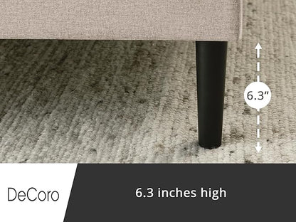 Decoro Mornington Upholstered 2.0 Platform Bed, Button-Tufted Fabric Headboard and Metal Frame with Wood Slat Support, Linen, King