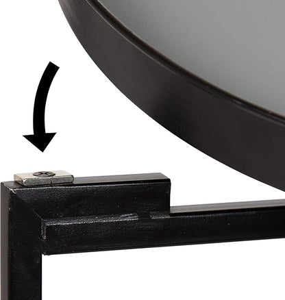 Kate and Laurel Celia Round Foldable Tray Accent Table, 14" x 14" x 25.75", Gray and Black, Modern Minimalist Design and Magnetic Tabletop