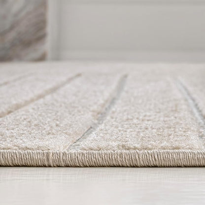 Eyely NCS101E-3 Odense High-Low Minimalist Angle Geometric Beige/Cream 3 ft. x 5 ft. Indoor/Outdoor Area Rug, for Home, Backyard, Patio, Porch, Bedroom, Kitchen, Living Room