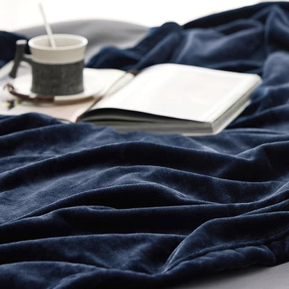 Bedsure GentleSoft Navy Fleece Blankets Queen Size - Bed Blanket Blue Soft Lightweight Plush Fuzzy Cozy Luxury Microfiber, 90x90 inches