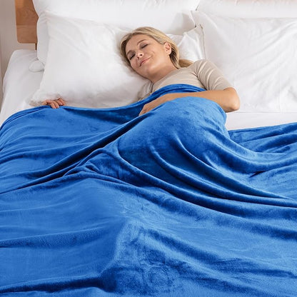 Exclusivo Mezcla Fleece Blanket King Size for Bed, Super Soft and Warm, All Season Use, Cozy, Plush, Lightweight, 90x104 Inches, Cobalt Blue