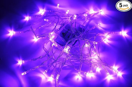 Karlling Battery Operated Purple 40 LED Fairy Light String Wedding Party Xmas Christmas Decorations(Purple,5 Pack)