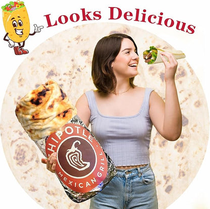 Jorbest Burritos Tortilla Throw Blanket Birthday Gifts for Adult and Kids, Realistic Tortilla Food Blanket Funny Gifts for Women Men Teen Mom Dad, 285 GSM Soft Flannel Taco Blanket (Tan, 60 inches)