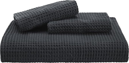 Bedsure Cotton Duvet Cover King - 100% Cotton Waffle Weave Charcoal Duvet Cover King Size, GentleSoft™ and Breathable Bedding Set for All Season, 3 Pieces, 104"x90"