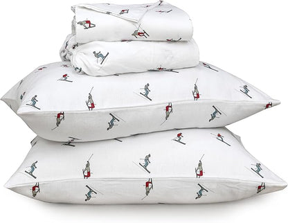 RUVANTI Flannel Sheets Queen Size - 100% Cotton Double Brushed Bed Sheets, Deep Pockets 16 Inches Queen Sheet Set, All Seasons Breathable & Extra Soft - Warm & Cozy, 4 Piece, Flurry Friends