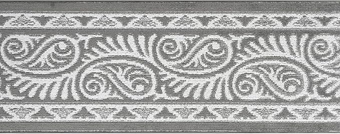 Custom Length Cut to Size Tribal Ethnic Southwestern Inspired Hallway Runner Rug, Non Slip Rubber Backed, 31 inch Wide X Customized Length, Mayan Grey, 31 inch X 22 feet