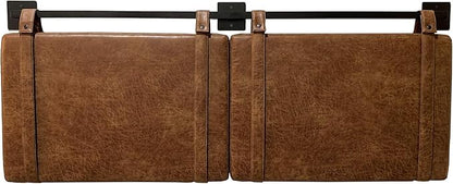 Nathan James Harlow Modern Wall Mount Hanging Headboard, Queen, Brown Faux Leather