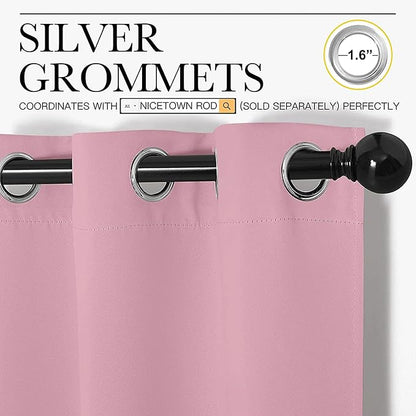 NICETOWN Patio Glass Door Blackout Curtains for Bedroom/Living Room, Privacy Panel Drapes for Dining Room and Guest Room (Crystal Pink, 42 inches Wide x 90 inches Long, 1 Pair)