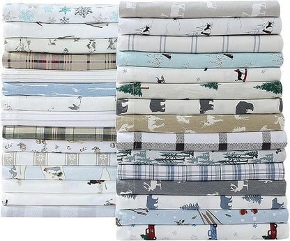 Eddie Bauer - Full Sheets, Cotton Flannel Bedding Set, Brushed for Extra Softness, Cozy Home Decor (Ski Slope, Full)