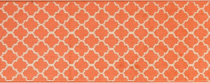 Custom Size Moroccan Trellis Runner Rug Mat for Wide Hallway Entryway Kitchen Laundry Room with Slip Resistant Latex Rubber Backing, Trellis Orange, 31 inch X 8 feet
