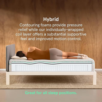 Tuft & Needle Original Hybrid Medium Twin Mattress, Adaptive Foam, Individually-Wrapped Coils, Cooling Pressure Relief, 100 Night Trial, Fiberglass-Free, CertiPUR-US, 10-Year Limited Warranty