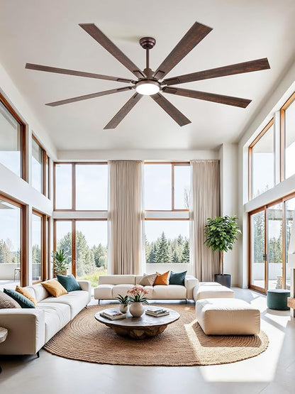 ZMISHIBO 80 Inch Oil Rubbed Bronze Ceiling Fans with Lights and Remote, Indoor/Outdoor Farmhouse Ceiling Fan for Living Room Patio, 6 Speed Reversible Quiet DC Motor, 3CCT, Dual Finish Blades