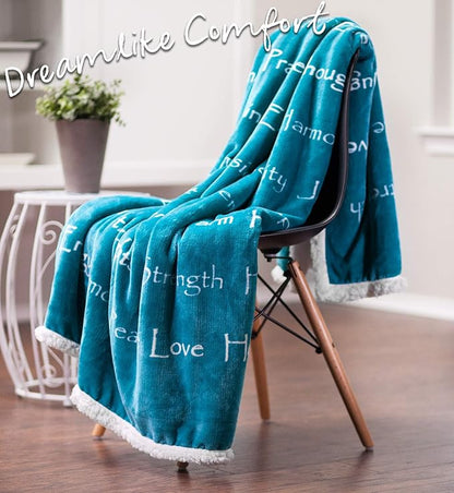 Chanasya Premium Healing Warm Hugs Caring Gift Blanket - for Positive Energy Love Support Comfort Strength - Cancer Chemo Surgery Get Well Gift - Patient Women Men Friend (Twin) Teal