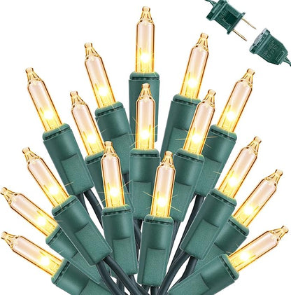 Toodour Clear Christmas Lights, 12.5ft 50 Count Incandescent Indoor Outdoor String Lights, UL Certified Connectable Green Wire Mini Bulb Light for Home, Party, New Year, Xmas Tree Decor - Warm White