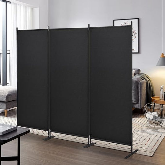 JAXPETY Room Divider Panel 6Ft Privacy Screen Wall Dividers for Room Separation Flexible Partition Folding Portable Room Partition for Office 88" W x 73" H, Black