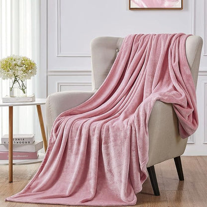 Walensee Fleece Blanket Plush Throw Fuzzy Lightweight (XL-Twin Size 66x90 Blush) Super Soft Microfiber Flannel Blankets for Couch, Bed, Sofa Ultra Luxurious Warm and Cozy for All Seasons
