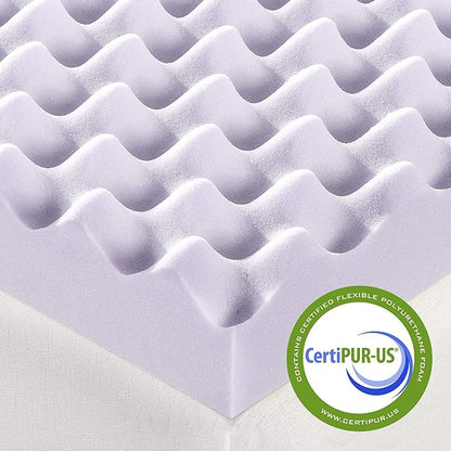 Best Price Mattress 3 Inch Egg Crate Memory Foam Mattress Topper with Soothing Lavender Infusion, CertiPUR-US Certified, Dorm Essentials, Twin