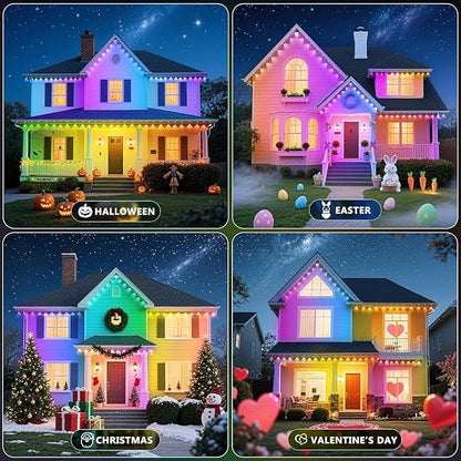 LETIANPAI 400FT Permanent Outdoor Lights,RGB Eaves Lights with App Control Remote,DIY Scene Modes IP67 Waterproof Outdoors Under Eave Lighting,Outdoor Light for Garden Decor