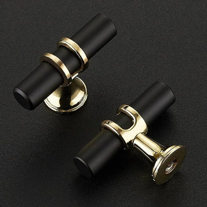 5 Pack Black&Gold Cabinet Knobs - Kitchen Cabinet Knobs Pulls for Kitchen Drawer Stainless Steel Dresser Hardware for Closet Hardware 2in Length Single Hole