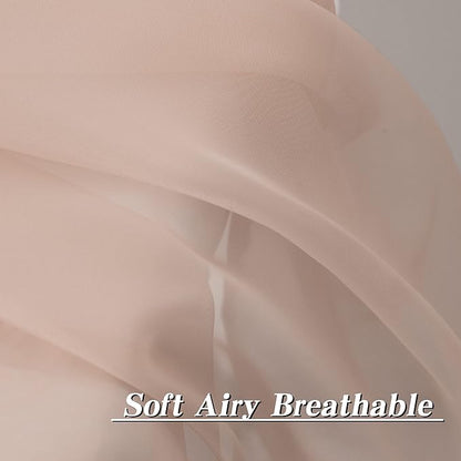 HUTO Blush Pink Sheer Curtains 63 inches Long for Bedroom Top Rod Pocket Sheer Window Panels Curtains for Nursery Living Room 52 by 63 Inch Length Set of 2