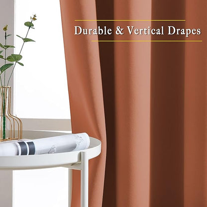 NICETOWN Burnt Orange Room Darkening Curtains for Living Room, Grommet Thermal Curtains Light & Sound Reducing Window Treatments for Bedroom/Home Family, W46 x L102
