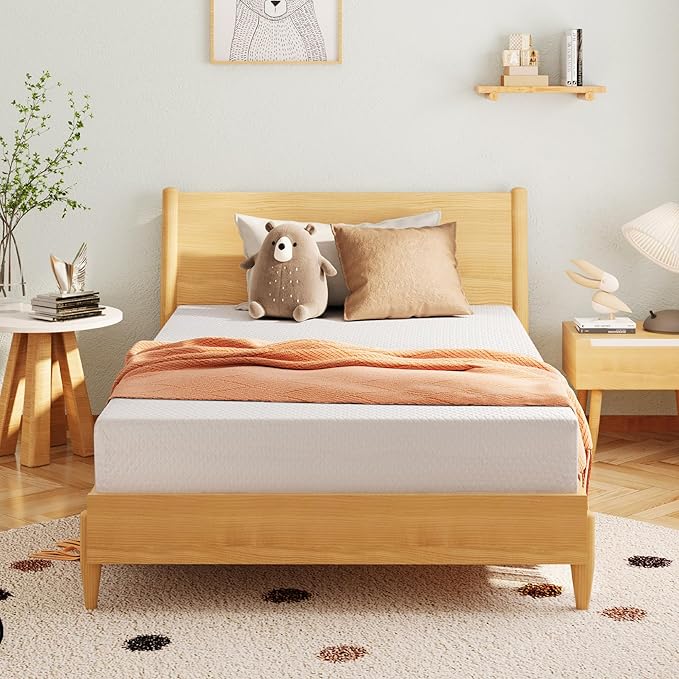 EGOHOME 6 Inch Full Size Mattress for Kids, Memory Foam Mattress with Cooling Green Tea Gel, Relieve Pressure with Medium Firm Support, CertiPUR-US Certified, 75''L x 54''W, White