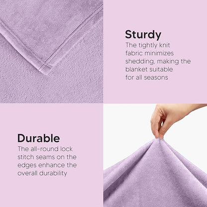 Utopia Bedding Fleece Blanket Throw Size Lilac 300GSM Luxury Anti-Static Fuzzy Soft Microfiber Blanket for Couch, Sofa and Bed (60x50 Inch)