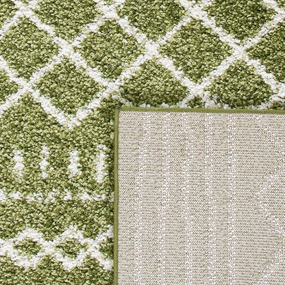 SAFAVIEH Arizona Shag Collection Area Rug - 9' x 12', Green & Ivory, Moroccan Design, Non-Shedding & Easy Care, 1.6-inch Thick Ideal for High Traffic Areas in Living Room, Bedroom (ASG741X)