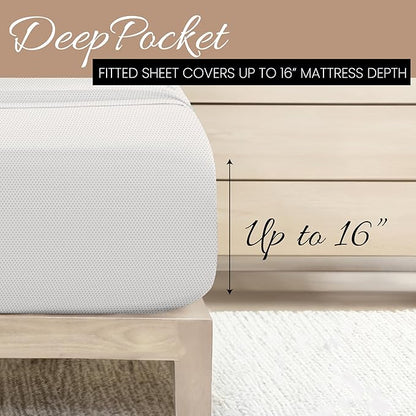 Linen Market Double-Brushed Patterned Microfiber Full Sheet Set 4 Piece – Oeko-TEX Certified Ultra Soft & Wrinkle-Free - 16" Deep Pocket Sheets - Easy Care Full Size - Stippled Light Gray