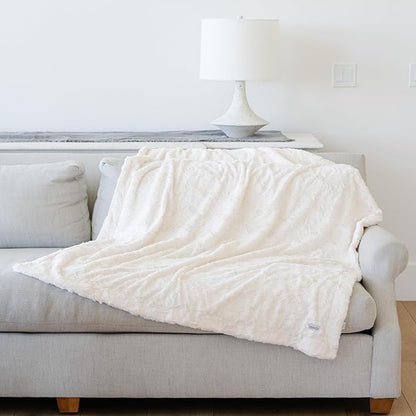 GRACED SOFT LUXURIES Throw Blanket Softest Warm Elegant Cozy Faux Fur Aesthetic for Travel, Home, Bed, Sofa, Couch, Living Room (Solid Ivory, Large 50" x 60")