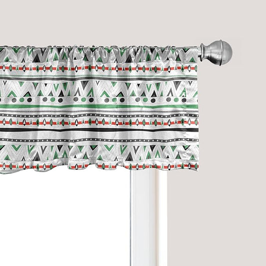 Ambesonne Tribal Window Valance, Style Traditional Aztec Pattern Old Fashioned Hippie Boho Influences, Curtain Valance for Kitchen Bedroom Decor with Rod Pocket, 42" x 18", Sea Green