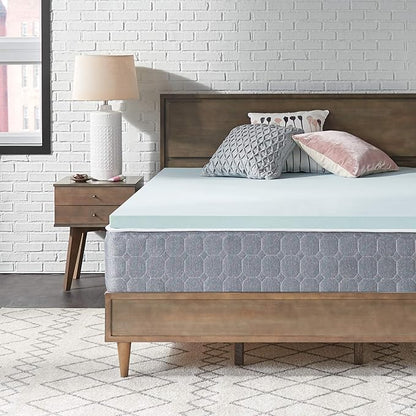 Sealy TrueForm 2" Medium-Firm Gel-Infused Memory Foam Mattress Topper, Cloud-Like Adaptive Mattress Topper for Body Support, Queen Blue