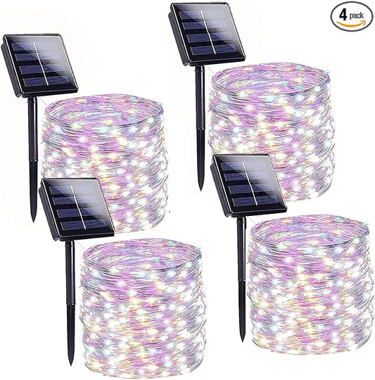 Solar String Lights Outdoor, 4 Pack 288FT 800 LED Solar Twinkle Lights for Outside Waterproof Copper Wire with 8 Modes Fairy Decorations for Garden Yard Wedding Christmas Tree Decor (Multicolor)