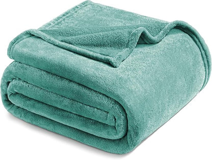 Exclusivo Mezcla Fleece Blanket Queen Size for Bed, Super Soft and Warm, All Season Use, Cozy, Plush, Lightweight, 90x90 Inches, Celadon