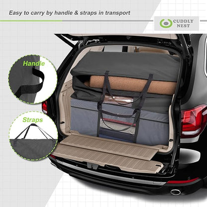 Cuddly Nest Folding Mattress Storage Bag - Heavy Duty Carry Case for Tri-Fold Guest Bed (Fits 6" Queen Mattress,Black)