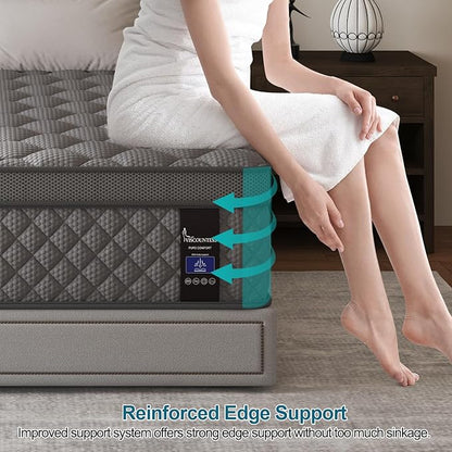 King Mattress, 10 Inch Hybrid Mattresses Grey Medium Firm for Back & Lumbar Support, 100 Night Trial, Individual Pocket Spring Mattresses for Motion Isolation & Pressure Relief