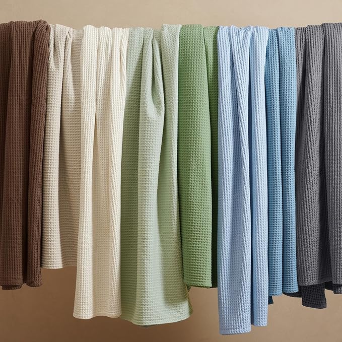PHF 100% Cotton Waffle Weave Blanket Twin Size for Bed,Snag Proof Lightweight Breathable Moisture-Wicking Throw for Couch,Great for Layering in Cold Weather,Machine Washable,Home Decor Gift-Cappuccino
