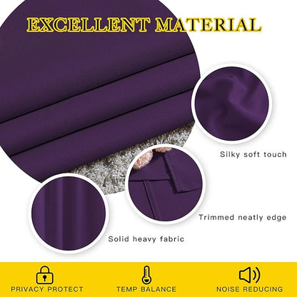NICETOWN Blackout Curtains Drapery Panels - Window Treatment Royal Purple Blackout Curtains/Panels for Bedroom/Living Room Window, 84 inches Long, 2 Panel Set
