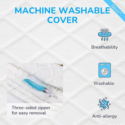RECCI Memory Foam Mattress Topper, Pressure-Relieving Mattress Topper for Back Pain, Non-Slip Design with Removable & Washable Cover, CertiPUR-US Certified, 3 Inch King