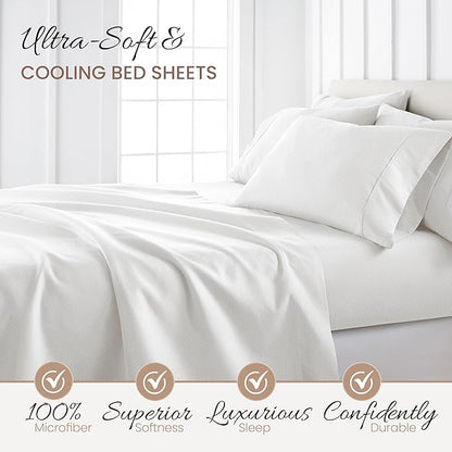Linen Market Double-Brushed Patterned Microfiber Full Sheet Set 4 Piece – Oeko-TEX Certified Ultra Soft & Wrinkle-Free - 16" Deep Pocket Sheets - Easy Care Full Size - Stippled Light Gray