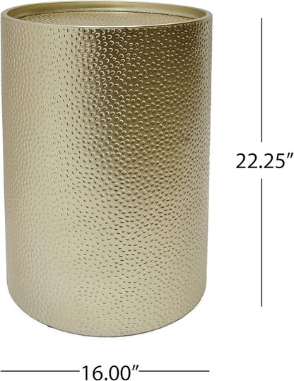 Christopher Knight Home Rache Modern Round Accent Table with Hammered Iron, Gold 16 in x 16 in x 22.25 in